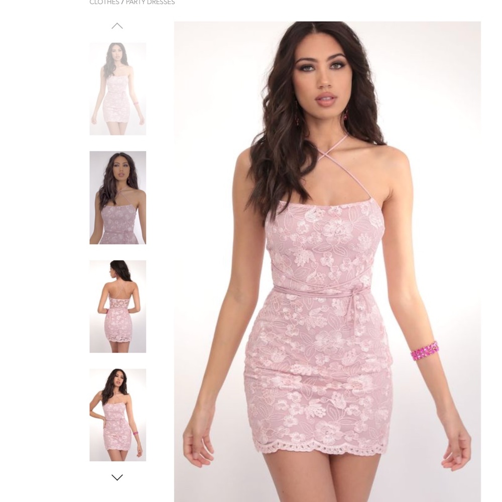 Lucy in the Sky Camila Scallop Lace Bodycon in Dusty Pink